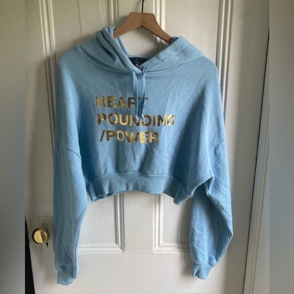 NWOT Tracy Anderson Heart Pounding Cotton Crop Hoodie Sz S - Picture 2 of 8